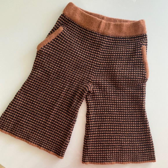 Kids Morley Flared Brown Brick Wool Blend Pants 3Y Cropped Bell Trousers Knit - Picture 2 of 6